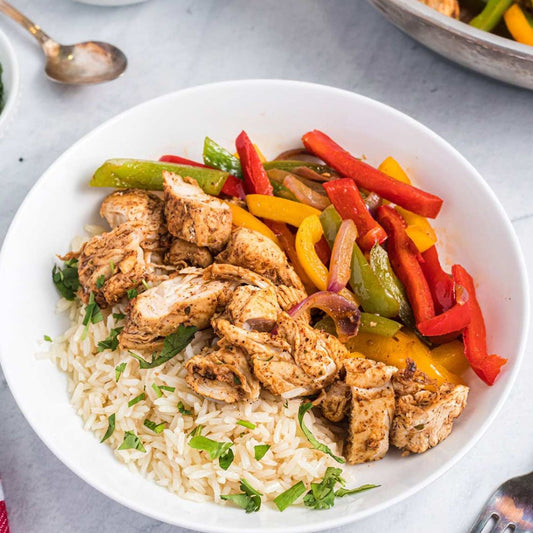 Spicy Fajita Bowl with Mexican Red Rice