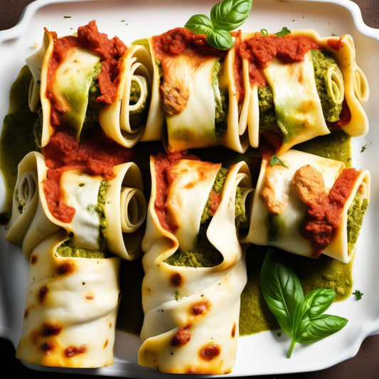Lasagne Rolls Stuffed With Smoked Chicken and Pesto